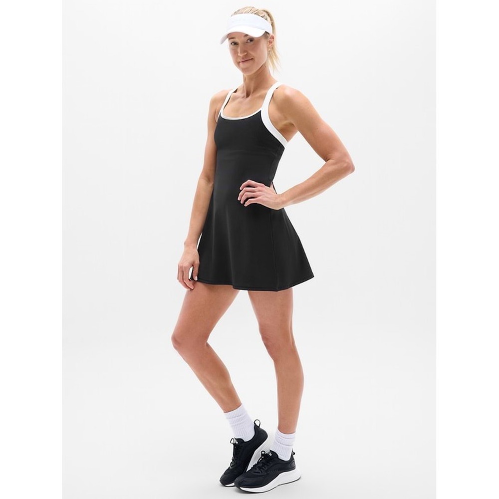 Athleta Superset Dress Black White Trim Tennis Pickleball Golf Petite Small